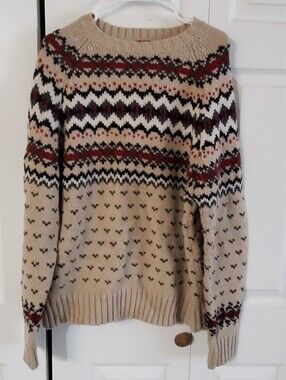 NICK DANGER LARGE VINTAGE. 90S. FAIR ISLE KNIT CREWNECK. SWEATER. WOOL BLEND